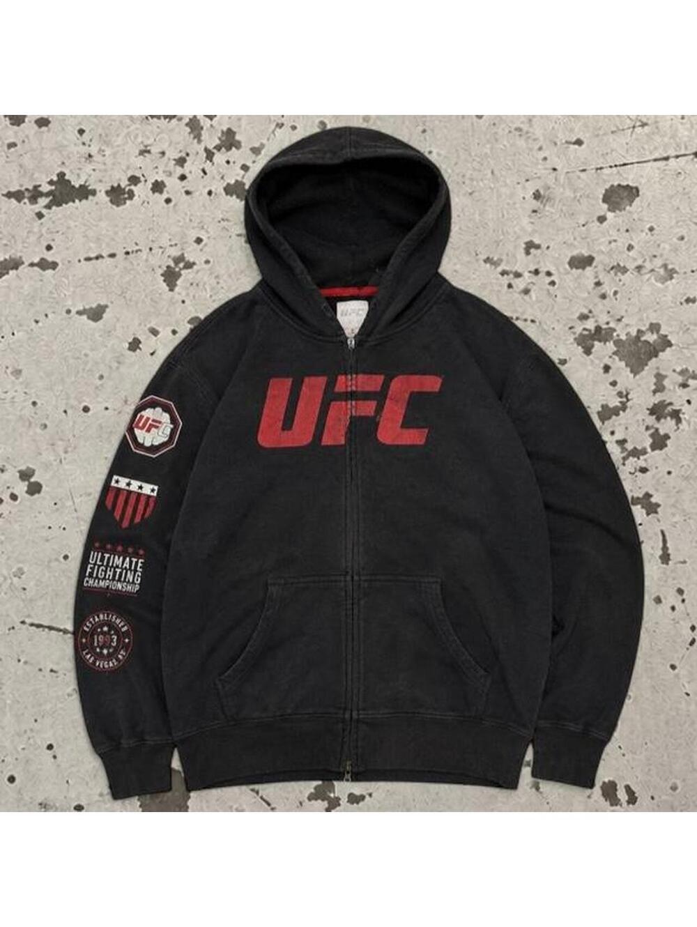 Mens Vintage UFC Zip Up Hoodie Size L